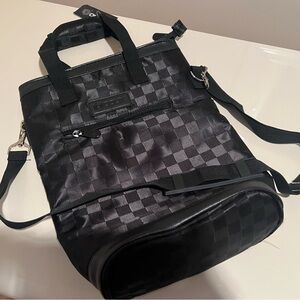 Opux Black Checkered Tote Bag